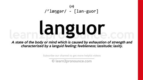 Languorous means<b> lazy, relaxed, and not energetic, usually in a pleasant way. . Languorous definition